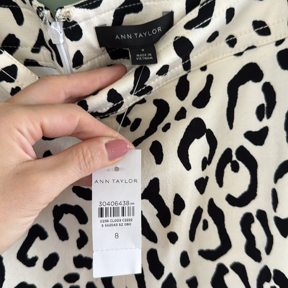 NWT Ann Taylor White Black Animal Print Midi Pencil Skirt Sz 8 - Picture 6 of 8
